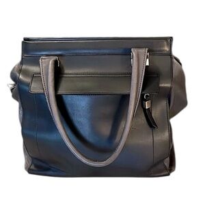 Ripani Two-tone Dark Gray Black Soft Leather Shoulder Bag Tote Purse